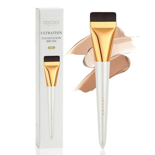 docolor Flat Foundation Brush for Liquid Makeup,Ultra Thin Liquid Foundation Brushes Premium Makeup Face Brush for Blending, Cream, Thin Foundation Brush Makeup Tool Face Foundation Flat Brush-Velvo Beauty