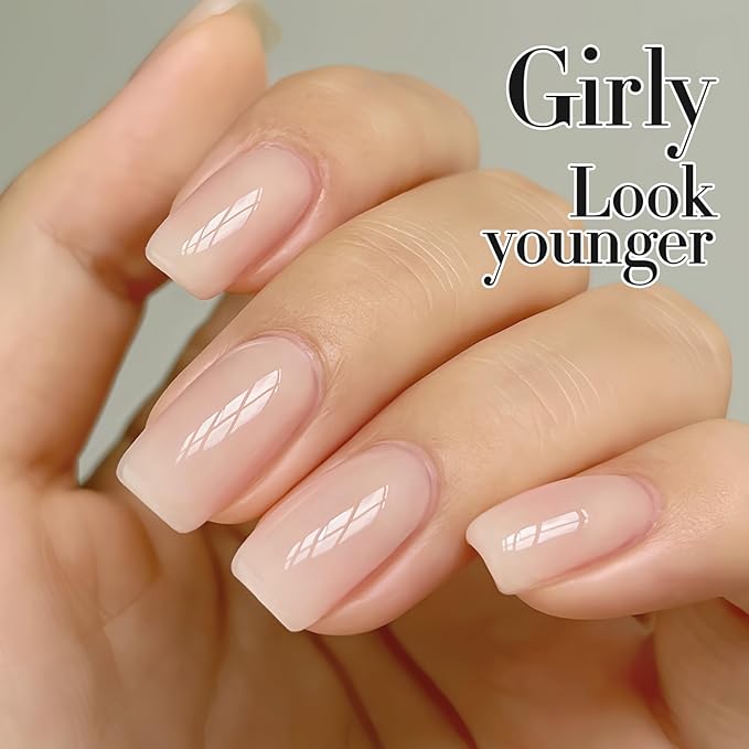 Double Rhythm 0.50 OZ Translucent Gel Polish Same Color Same Bottle Sheer Pastel Neutral Natural Milky 15 ML Jelly UV Nail Art DIY at Home (Beige Nude-A1511)-Velvo Beauty