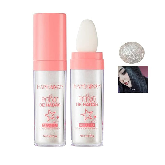 AKARY Body Glitter, Fairy Polvo De Hadas Shimmer Face Highlighter Powder & Blush Stick, Instant Glow Luminizer Duo, Glitter Face Hair High Gloss, Sparkle Smudge-Proof Highlighter Stick Party Makeup (#01 White Moonbeam)-Velvo Beauty