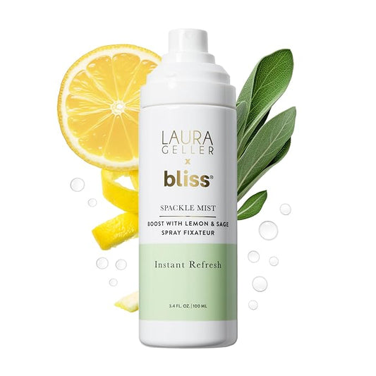 LAURA GELLER NEW YORK x Bliss Spackle Mist Boost with Lemon & Sage - Long-Lasting Dewy Skin Makeup Setting Spray - Brighten and Soothe Dull Skin-Velvo Beauty