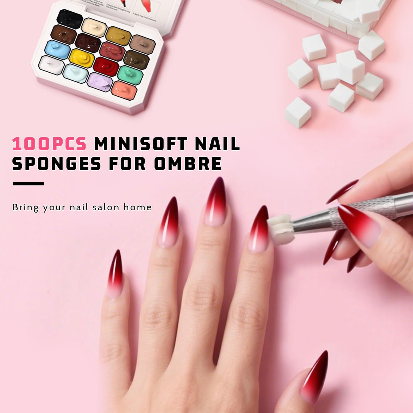 Sponge Pat Paint Nail Gel, Ombre Nails Gradient Gel Nail Blush Blooming Aura Nails Drawing Stripper Floral Painting DIY Nail Art, No Wipe, UV/LED Curing (16 Colors H)-Velvo Beauty