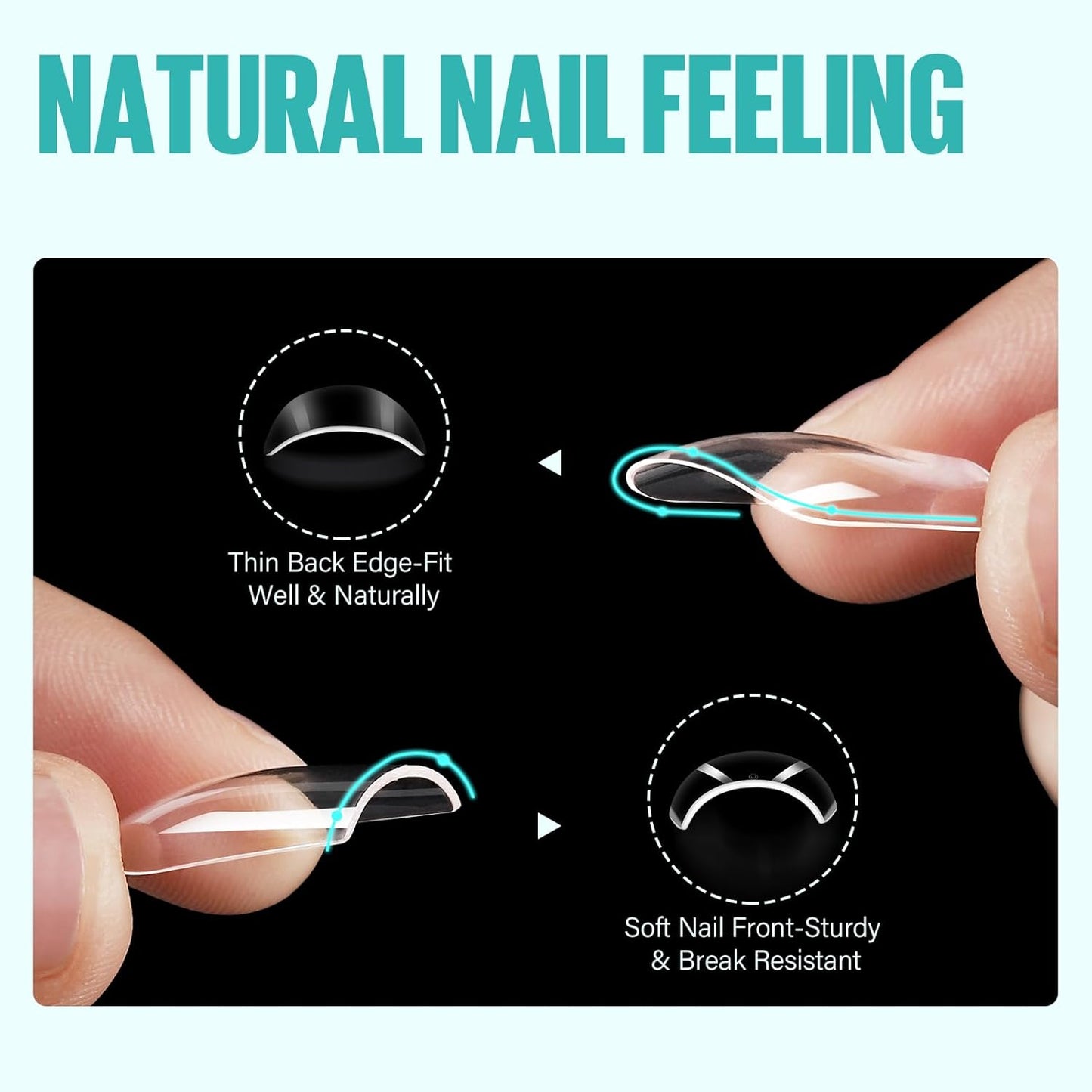 TOMICCA Short Square Nail Tips, 504Pcs Clear Press on Nails Square Full Cover Nail Tips Clear False Press on Nails, Soft Tips for Gel Nail Extension DIY Nail Salon 12 Sizes-Velvo Beauty