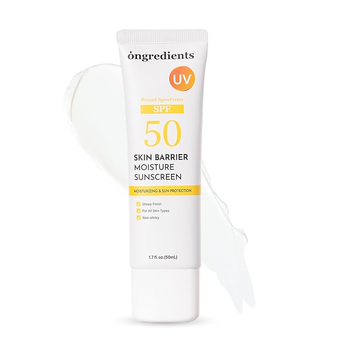 ONGREDIENTS Skin Barrier Moisture Sunscreen Broad Spectrum SPF 50, Glowy Finish, Non-Sticky, No White Cast, Hydrating, Moisturizing, Airy Texture, Korean Skin Care, All Skin Types (1.7 fl. Oz)-Velvo Beauty