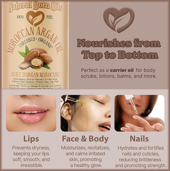 8oz Moroccan Argan Oil, 100% Pure and Natural, Cold-pressed, Organic – Works Magic on Your Skin and Hair - Includes Pump & Flip Cap-Velvo Beauty