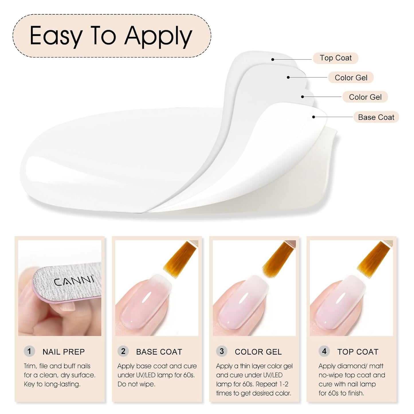 CANNI Milky White Jelly Gel Polish – 9ML Translucent Sheer Nude Soak-Off UV/LED Gel Nail Polish for DIY Manicure or Salon Use-Velvo Beauty