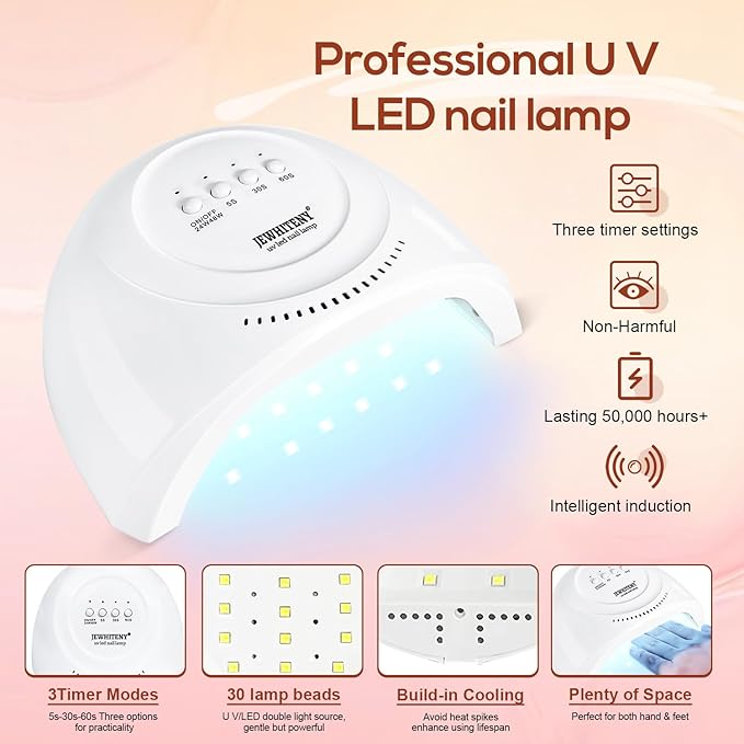 JEWHITENY Poly Extension Gel Kit With 48W LED Nail Lamp 14 Colors Builder Extension Gel All-in-One French Kit Nail Art Design Beginner Kit-Velvo Beauty