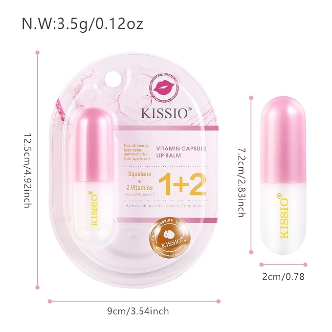 KISSIO Lip Balm,Long Lasting Nourishes and Hydration Lips,Vitamin Lip Balm with Cocoa Seed Butter,Macadamia Seed Oil and Vitamins,Lip care,Cruelty free,0.12 oz-Velvo Beauty