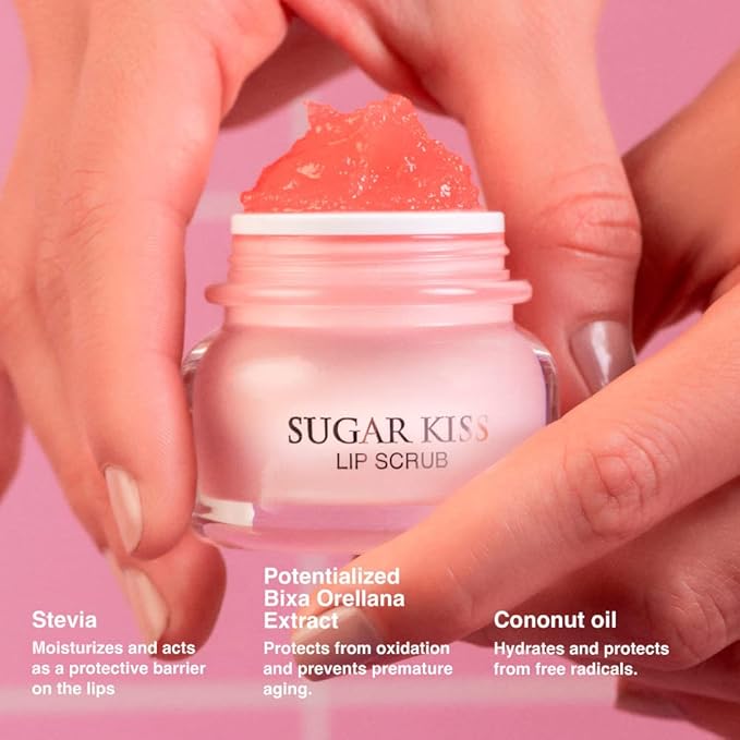 Infinitek Paris Sugar Kiss Watermelon Flavored Lip Scrub 2.4 oz / 68 g - Hydrating Lip Balm, Scrubber Exfoliator, Lip Mask, Lip Repair Treatment & Lightening Exfoliator for Dark Lips-Velvo Beauty