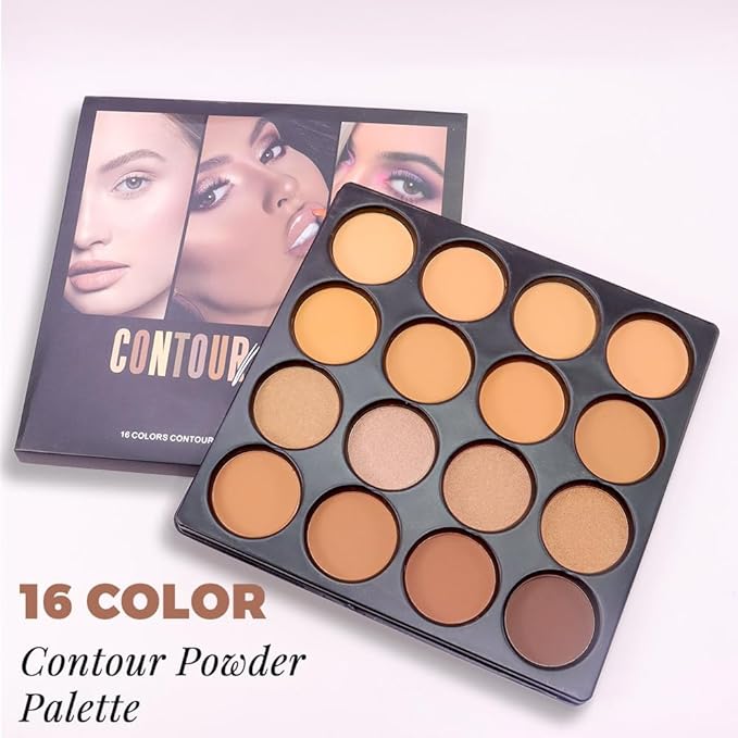 Professional Light Medium Brown Contour Highlight Palette,Multiple Full Coverage Makeup Palet for Correcting, Easy Blending, Long-lasting formula, Sculpt & Highlighting,Matte and Shimmer Finish, 16A-Velvo Beauty