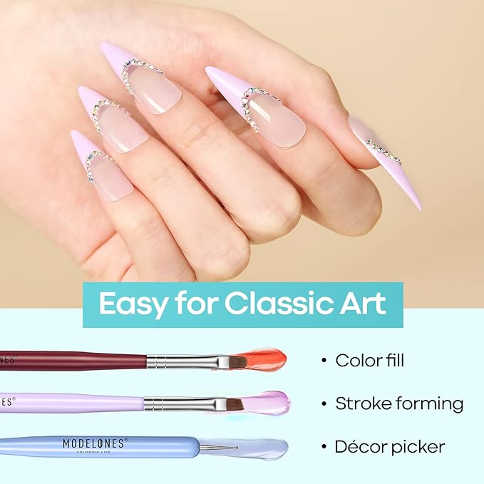 Modelones Nail Art Brushes Set, Nail Brush kit Gel Polish, Extension Gel, Liner, Carving, Apex Building, Dotting Pens Professional Tools for Drawing Painting 3D Design Salon & DIY Use-Velvo Beauty