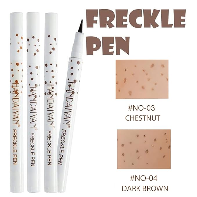 Freckle Pen 2 Colors, Natural Lifelike Freckle Makeup Pen Magic Freckle Color,Waterproof Longlasting Soft Dot Sopt Pen,for Natural Effortless Sunkissed Makeup-Chestnut&Dark Brown-Velvo Beauty