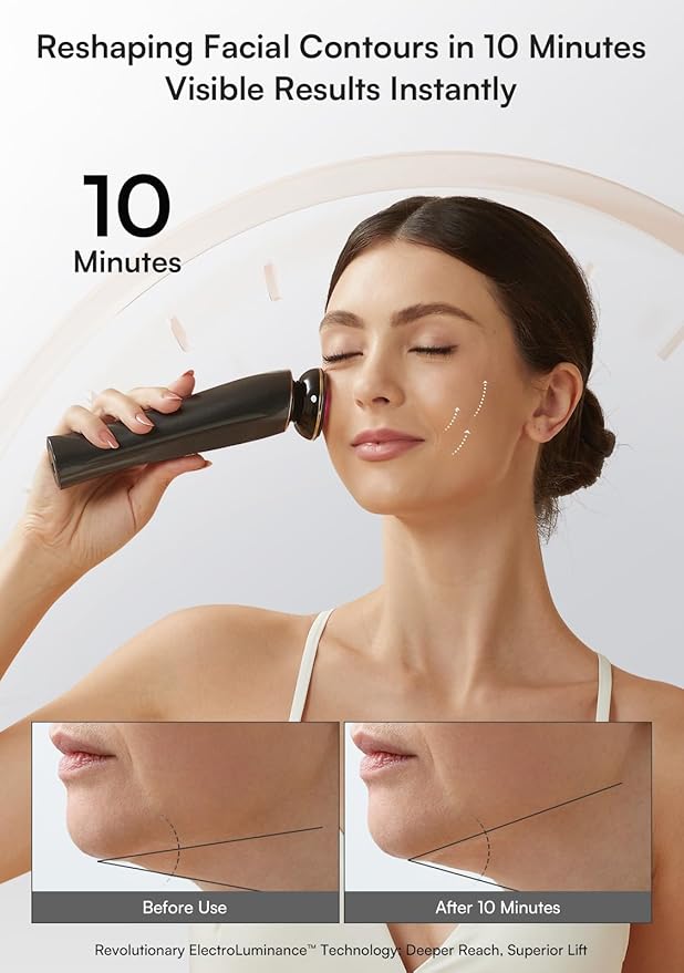 INIA Micro-Current Facial Device, 3-in-1 Facial Massager Red Light Therapy for Face and Neck True Beauty Glow Device Effective for Wrinkle and Puffiness-Velvo Beauty