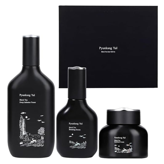 Pyunkang Yul PKY Black Tea Line Gift Box Set, Deep Nurishment for Anti-aging, Rich Moisture Toner, Revitalizing Serum & Nourishing Cream, Zero-Irritation (3-item set)-Velvo Beauty
