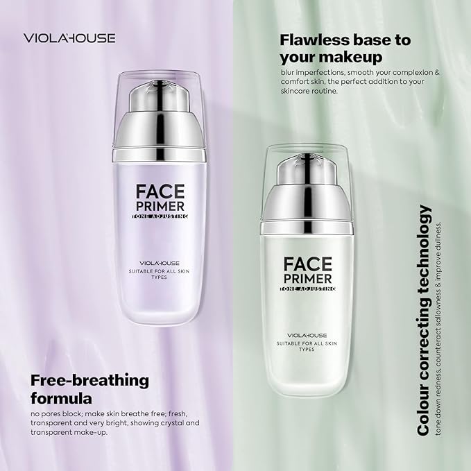 VIOLA HOUSE Face Primer, Tone Adjust Primer For Face Before Makeup-Refined, Bright And Smooth The Skin And Fills Fine Lines (Mint Green)-Velvo Beauty