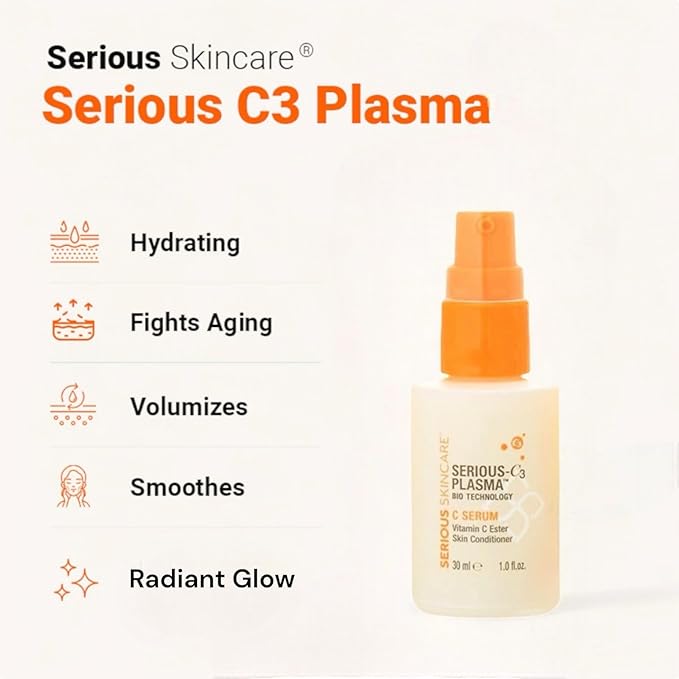 Serious Skincare Vitamin C Anti-Aging Facial Serum with Hydrolyzed Collagen - For Plump, Hydrated Skin - Brightening C3 Plasma Conditioner for Reducing Dark Spots, Fine Lines & Wrinkles 1 Fl Oz-Velvo Beauty