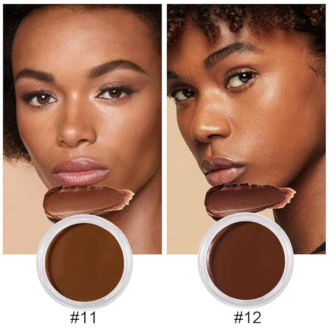 Kaely 2Pcs Cream Pot Concealer Full Coverage Set,Conceal Brighten Dark Circles,under Eye Color Correcting Concealer,Waterproof Foundation Palette with Brush,corrector de ojeras,Vegan Makeup,11+12-Velvo Beauty