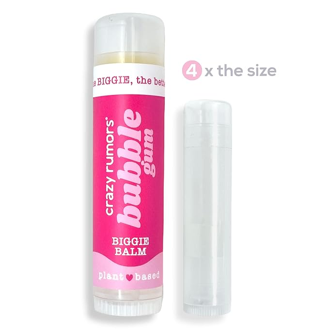 Crazy Rumors Biggie Bubble Gum Flavored All Natural, Plant Based Lip Balm to Moisturize and Nourish your Lips - Bubble Gum Tube 0.6 oz (4x Larger than standard 0.15 oz lip balm)-Velvo Beauty