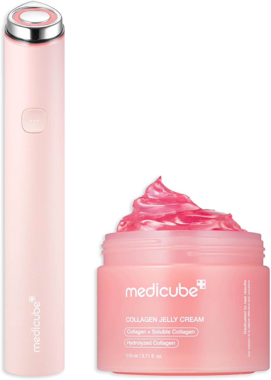 medicube Plump and Radiant Pink Duo: Mini Booster Pro Pink and Collagen Jelly Cream, 3.71 fl.oz. (110ml)-Velvo Beauty