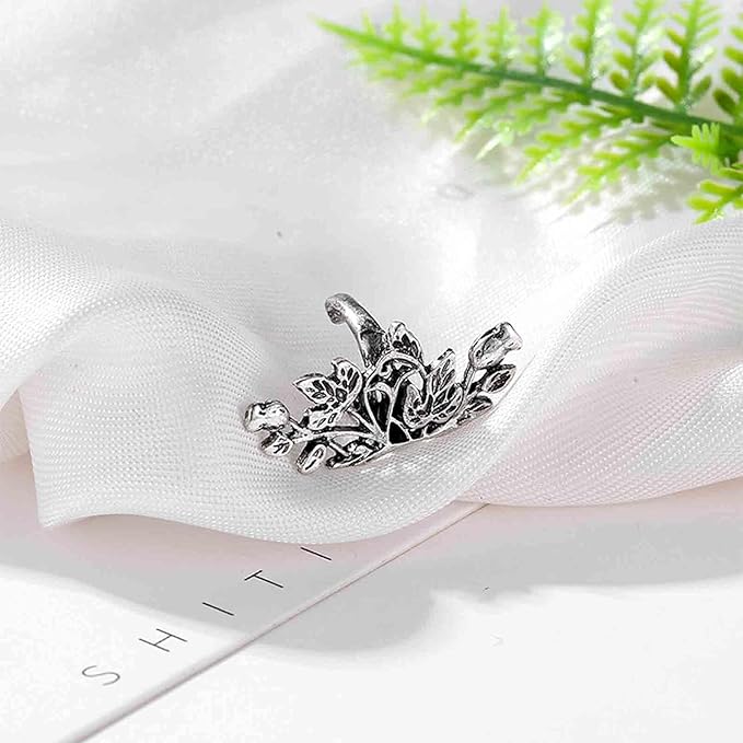 Boho Leaf Earcuff Earrings Silver Leaves Ear Cuffs Tiny No Piercing Earrings Helix Cartilage Cuff Earrings Simple Ear Crawler Earrings Jewelry for Women and Girls-Velvo Beauty