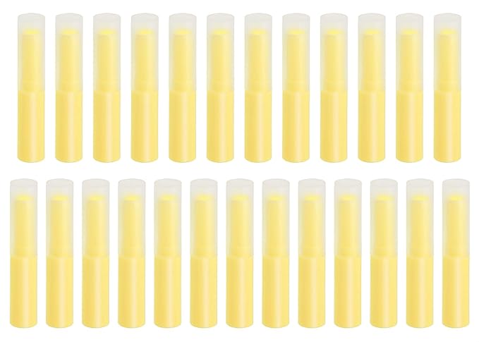 0.14oz Empty Flavored Lip Balm Container Tubes Plastic Homemade Moisturizing Lip Stick with Caps Bulk Fit for Women Adult DIY Making Supplies, 25 Count (Yellow)-Velvo Beauty