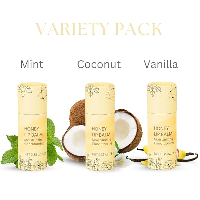 Natural Honey Lip Balm - 100%-grassfed Beef Tallow Chapstick, Organic Raw Honey & Argan Oil - Ultra Moisturizing, Conditioning, No Paraffin, Non Toxic, all Natural - 3 Pack (3x0.28 oz) Untinted-Velvo Beauty