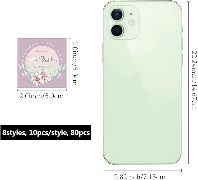 CRASPIRE Lip Balm Labels 80pcs Homemade Lip Balm Labels 2” Clear Lip Balm Labels for Tubes Printable Waterproof Lip Balm Stickers Labels for Lip Balm Handcream Candle Container（Flowers-Pink Purple）-Velvo Beauty