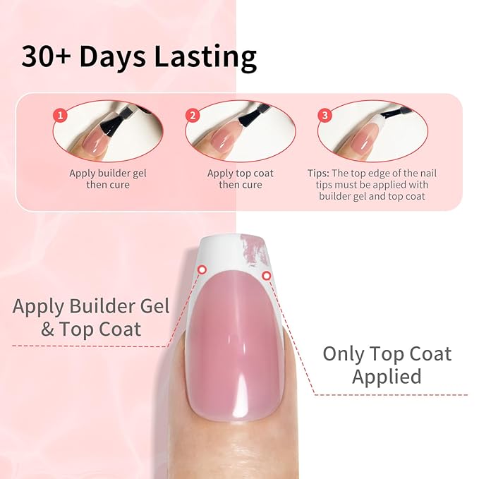 JODSONE 4 Bottles of 10 ML Capacity Builder Gel Nail Set Building Nail for Nail Apex and Extension Strengthener Hard Need to Cured By Nail Lamp-Velvo Beauty