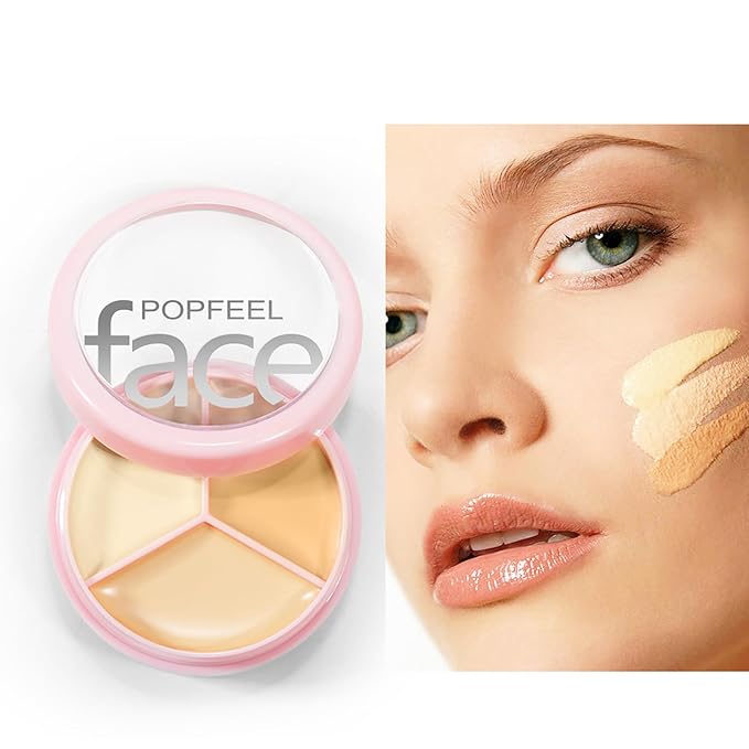 Concealer Cream Palette with 11 Pcs Premium Makeup Brush Set, 3 Color Waterproof Long-Lasting Full Face Cosmetics Cream Concealer Kit for Light Fair Skin, Women Birthday Makeup Gift Idea-Velvo Beauty