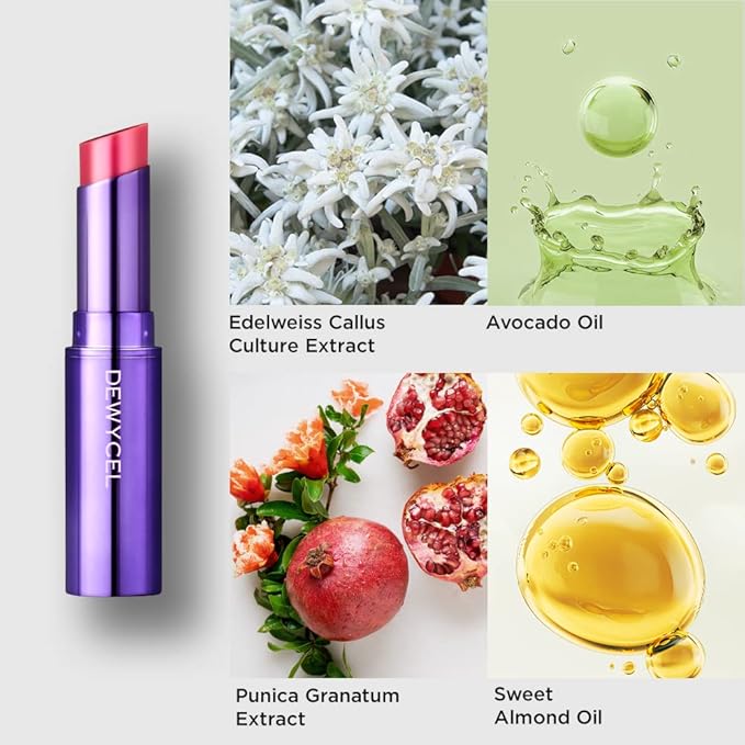 DEWYCEL TINTOURING BALM | #4 PURE RED | Non-Sticky Moisturizing & Hydrating Tinted Lip Balm for Chapped Lips | Natural Color Lip Glow Balm-Velvo Beauty