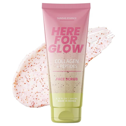 Collagen Facial Scrub - Dermatologist Tested, Anti-Aging, Hydrates & Improves Firmness, Korean Skin Care, 95% Natural, Clean Beauty, Non - GMO, Cruelty - Free - 1 Pack-Velvo Beauty