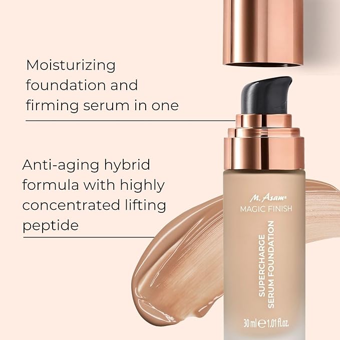 M. Asam MAGIC FINISH Supercharge Serum Foundation Creamy Nude (1.01 Fl Oz) - Moisturizing Make Up & Firming Face Serum In One, Anti-aging CC Cream With Optimal Coverage & Hyaluronic Acid-Velvo Beauty