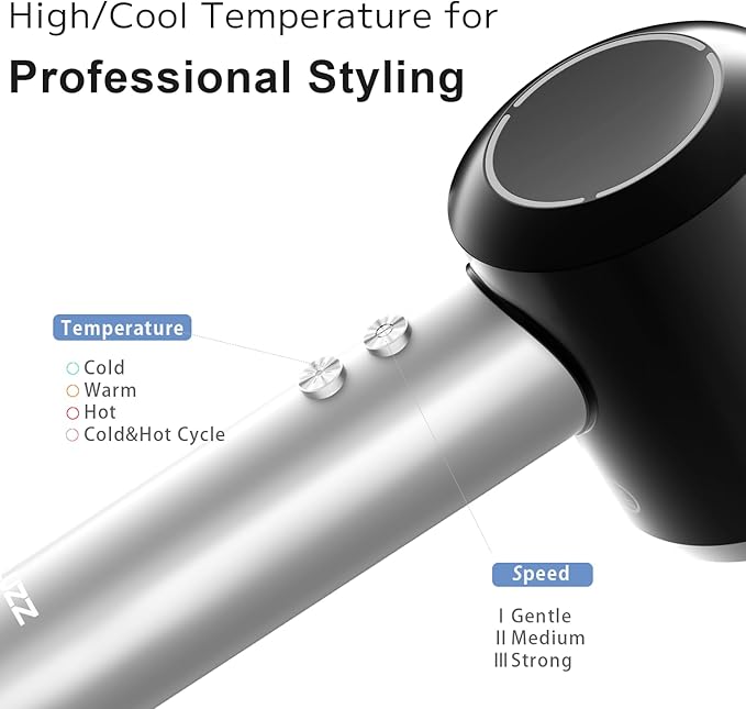 PLUZZ Pro Professional Hair Dryer with 3M Power Cord, 140,000 RPM Brushless Motor High-Speed, 500M Negative Ions, Quiet & Lightweight, Diffuser & Holders Attachments – Salon/Home Use-Velvo Beauty