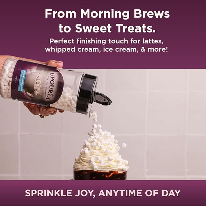 Upouria Mini Marshmallow Beverage and Dessert Topper, Rich Flavor Enhancer for Coffee, Hot Chocolate, Ice Cream, 2.5oz-Velvo Beauty