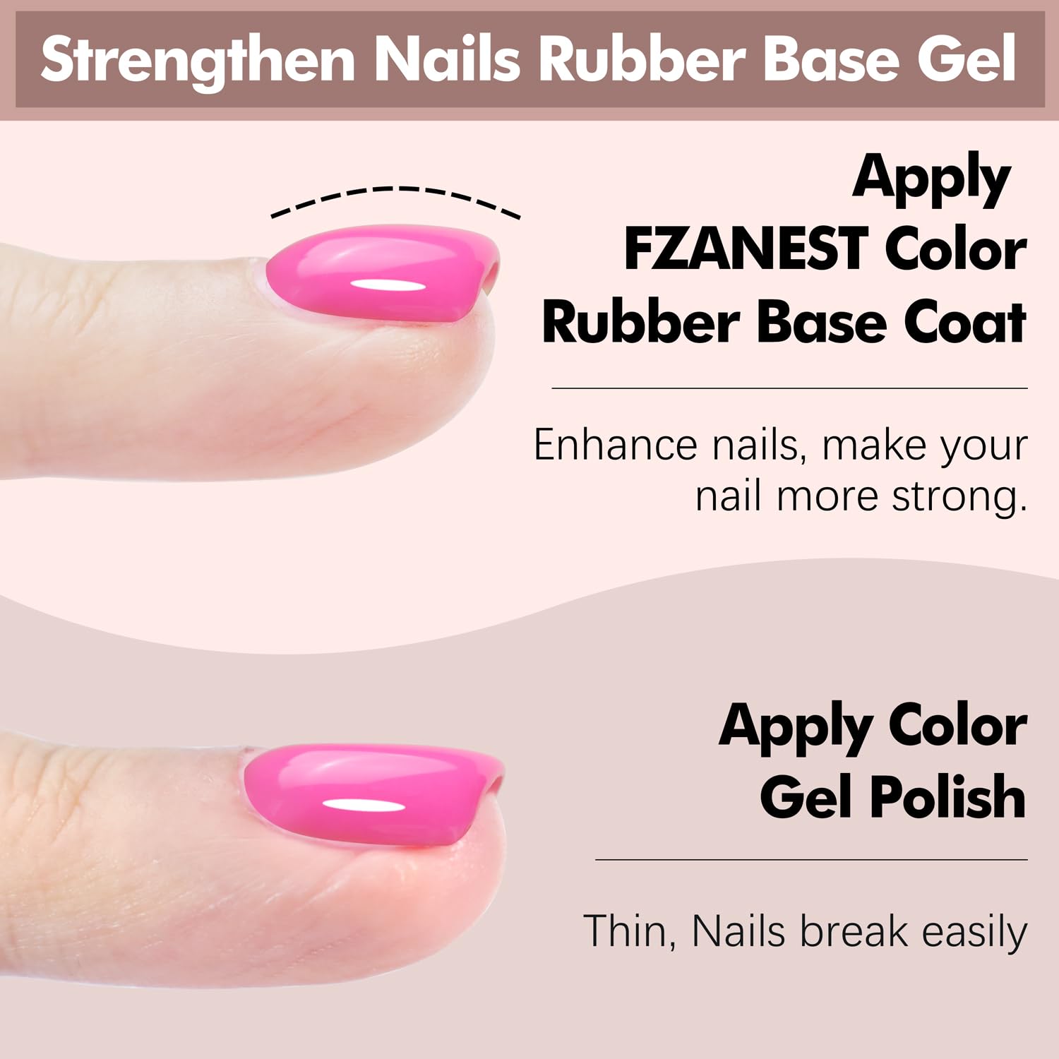 FZANEST Hot Pink Builder Rubber Base Gel, 5 in 1 Builder Gel For Nails Enhance Extension Repair Self-leveling in a Bottle Elastic Rubber Base Coat-Velvo Beauty