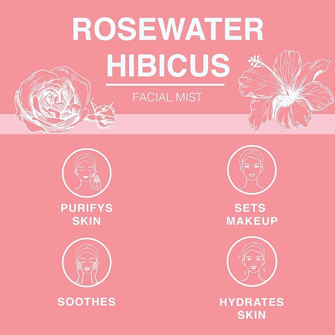 Rose Water Spray for Face & Body Refreshment with Moisturizing Hyaluronic Acid and Hibiscus water | Instant Hydration, Cooling, Calming & Conditioning (8 FL OZ)-Velvo Beauty