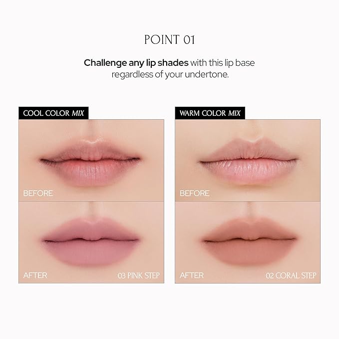 Tie Up Cover Tint - Waterproof & Long Lasting Lip Stain for Women - Korean Base Nude Tint Stick - Kbeauty Matte Gloss - Mood Color Changing (02 CORAL STEP, 0.2 Fl oz)-Velvo Beauty