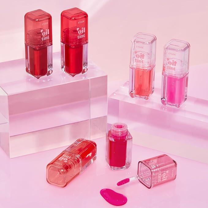 ETUDE Dear Darling Oil Tint #2 Plum Berry 4.2g | High Moisturizing and Strong Hydrating Lip Oil/Lip Gloss | Smooth and Moist Lips | Non-Sticky Lip Oil Tint For Dry Lips | K-beauty-Velvo Beauty