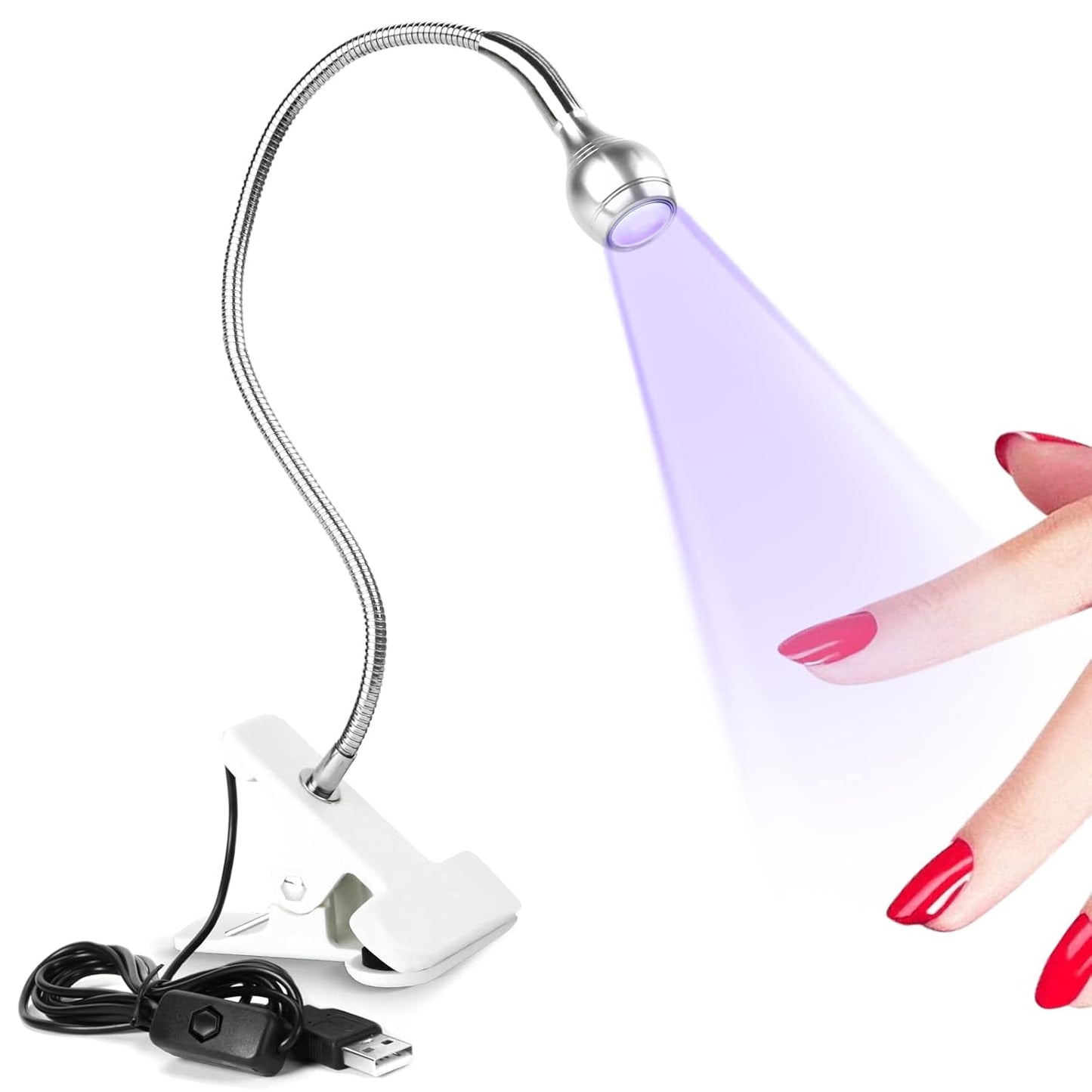 Saviland Mini Nail LED Lamp – Flexible Rotatable USB Quickly Nail Dryer Gel Lamp for Nails with Securing Clip Led Light for Nails for Curing Gel Polish U V Nail Gels Manicure DIY-Velvo Beauty