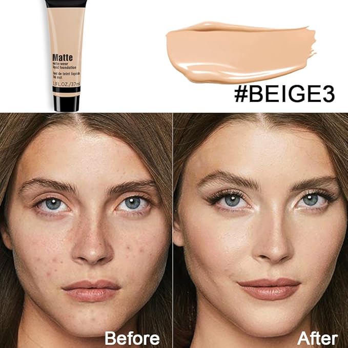 1 Pack Liquid Foundation Cream for Face Makeup,Durable Full Coverage Matte Concealer Make Up,Oil Control & Waterproof Base Primer -1 Fl.Oz (BEIGE 7#)-Velvo Beauty