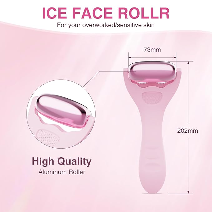 Facial Ice Roller for Skin Care - Aluminum Face Roller to De-Puff, Soothe & Tighten Pores - Cold Therapy Massage Tool for Radiant Glow-Velvo Beauty