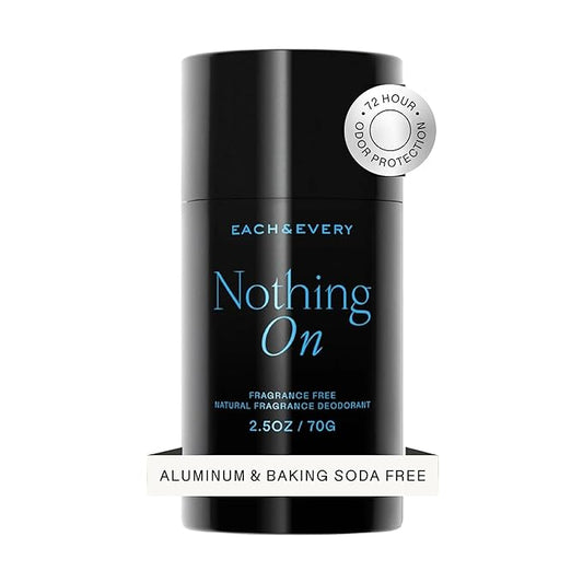 Each & Every Aluminum Free Deodorant for Men & Women - All Natural Deodorant for Sensitive Skin, EWG Verified - Clean, Baking Soda-Free, Plant-Based Fragrance, Unscented Fragrance-Free, 2.5oz