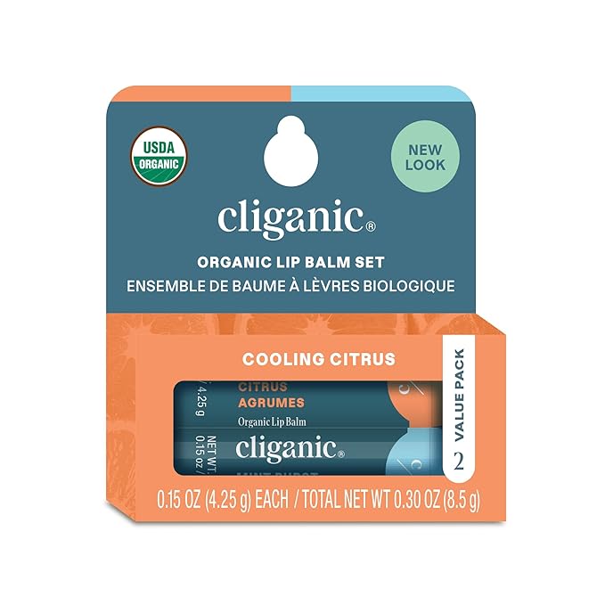 Cliganic Organic Lip Balm 2 pack - Cooling Citrus-Velvo Beauty
