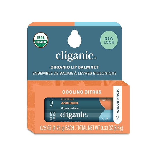 Cliganic Organic Lip Balm 2 pack - Cooling Citrus-Velvo Beauty