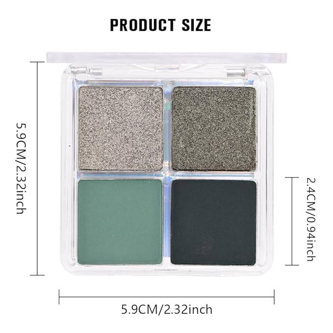 4 Colors Matcha Green Eye Shadow Powder Palette Makeup, Highly Pigmented Waterproof Matte Shimmer Quad Eyeshadow Palette for Women, paleta de sombras de ojos, Blendable, Vegan 12-Velvo Beauty