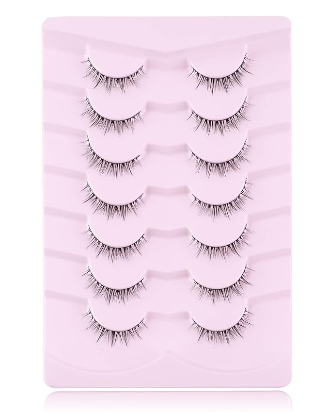 Onlyall Natural Lashes Short Eyelashes Wispy Lashes Natural Look Soft False Eyelashes False Eye Lashes Faux Mink Eyelashes 7 Pairs D2-Velvo Beauty