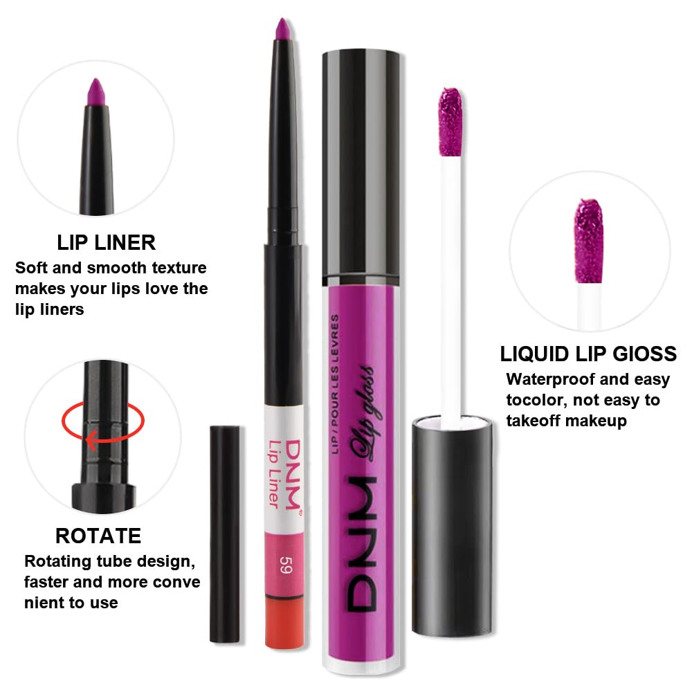 evpct 2Pcs Fuchsia Red Matte Lip Liner and Lipstick Combo Set for Women, Fuchsia Lip Combo Set Liquid Lips Stick Gloss and Lipliner Stains Set Long Lasting Waterproof, Lips Makeup 24 Hours originales-Velvo Beauty