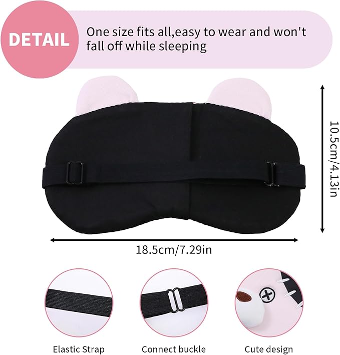 PERFECTSIGHT Sleep Eye Masks, Cute Plush Sleep Eye Cover Lightweight Adjustable Eyeshade Faux Fur Mask Cover for Women Men Kids Sleep Travel Nap, Pink Pudding Bear-Velvo Beauty