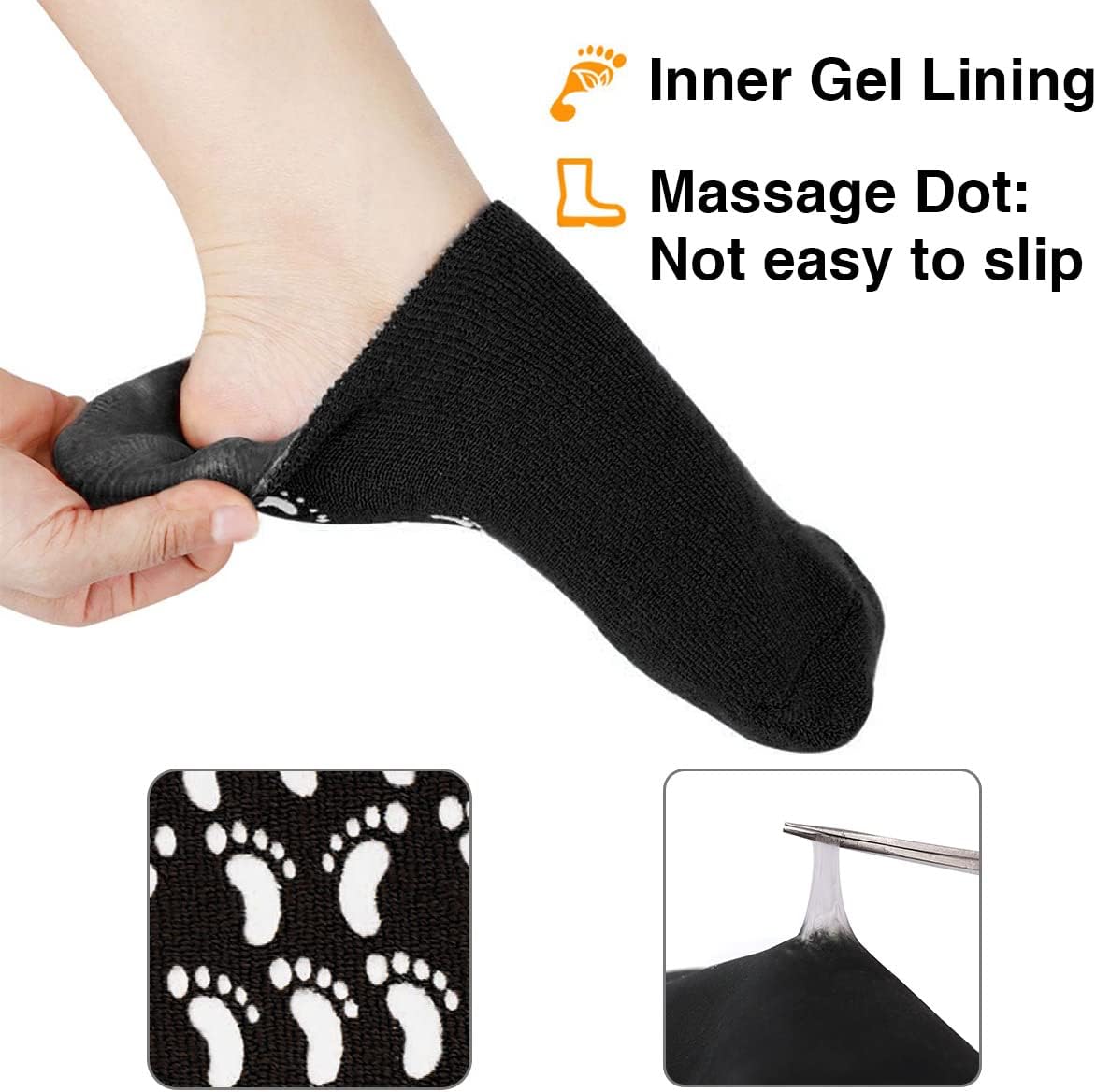 Codream Large Men's Moisturizing Gel Socks Men's Feet Care Ultimate Treatment for Dry Cracked Rough Skin on Feet Pack of 2 Pairs Black US Men 10-15-Velvo Beauty