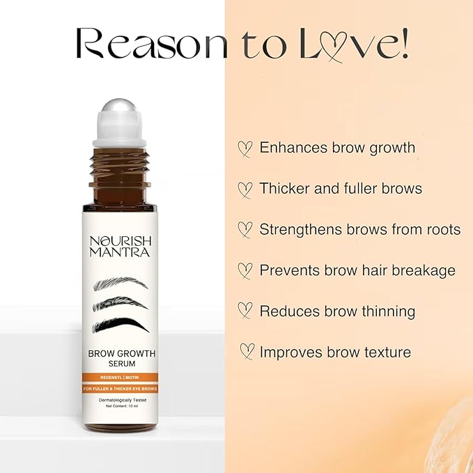 Nourish Mantra - Brow Growth Serum | Formulated with Redensyl, Biotin, Peptides & Amino Acids | for Brow Growth and Thickness | Eyebrow Growth Serum | 10 ml-Velvo Beauty