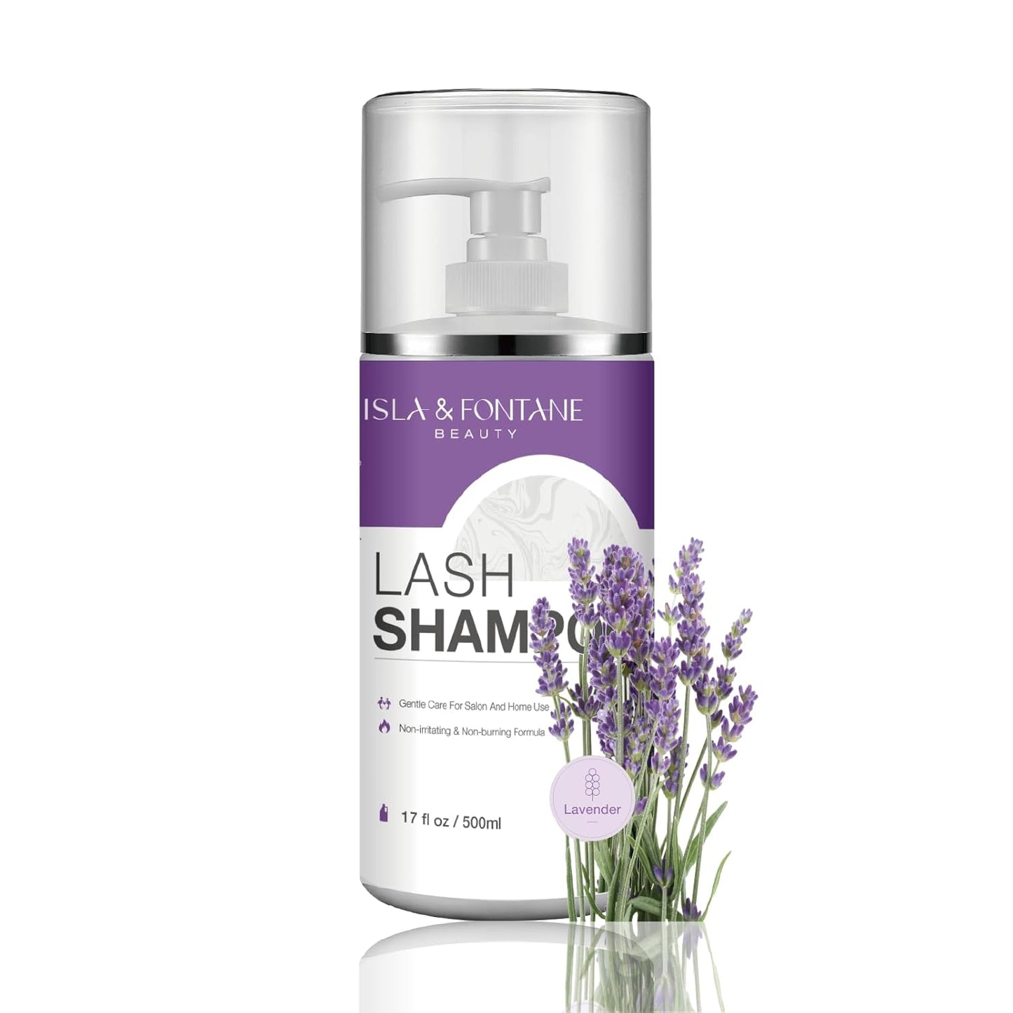 ISLA & FONTANE Lash Shampoo Bulk – Multi-Scent Series – 17 fl oz / 500ml | Gentle Eyelash Cleanser for Lash Extensions | Non-Irritating | Professional Lash Bath Foam For Salon And Home Use (Lavender)-Velvo Beauty